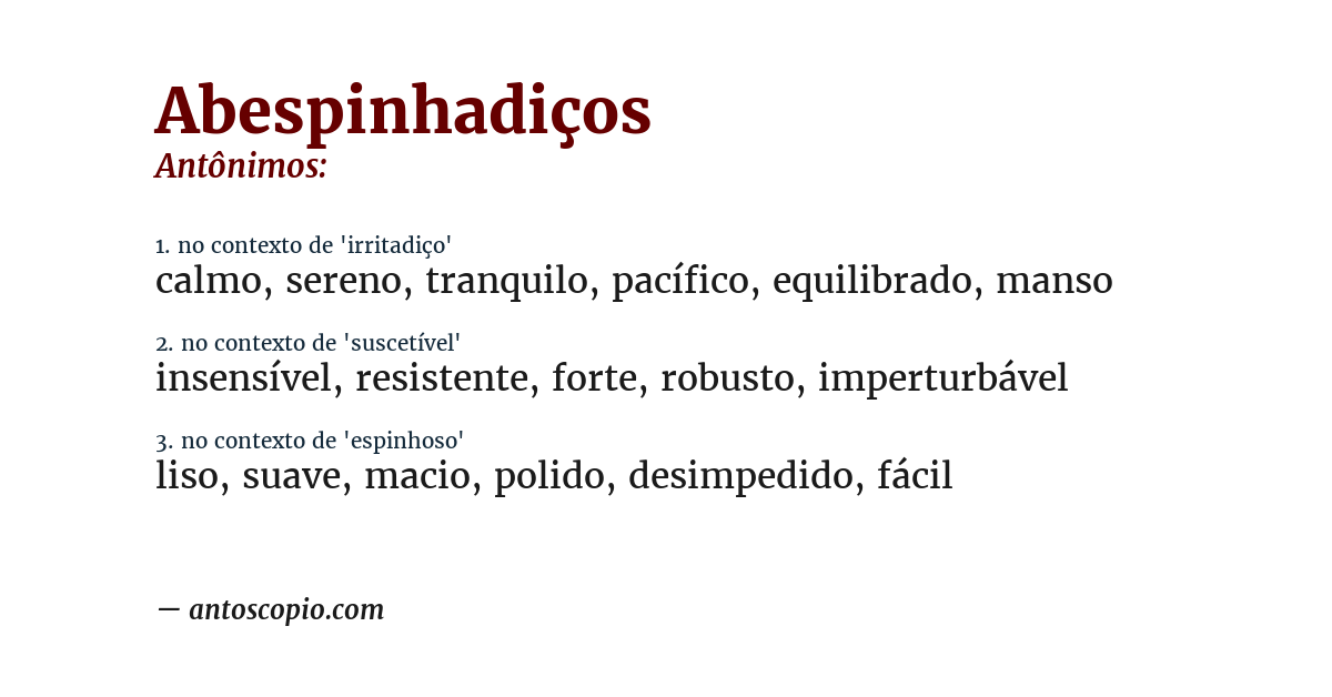 Antônimo de abespinhadiços