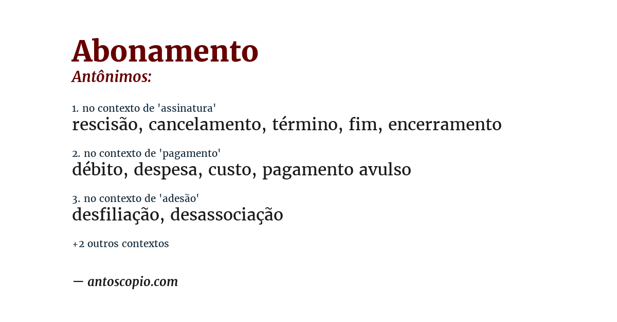 Antônimo de abonamento