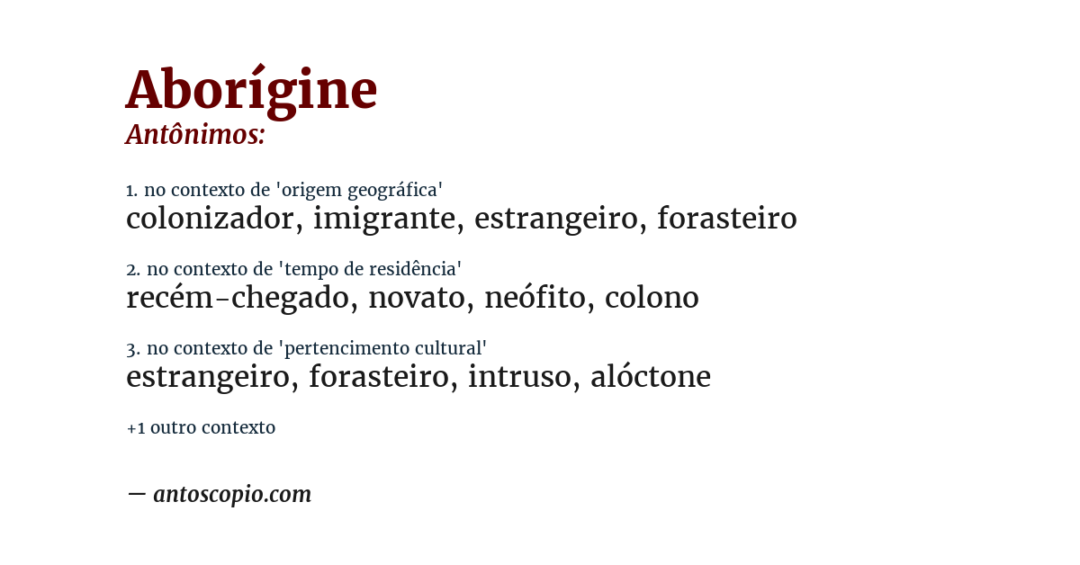 Antônimo de aborígine