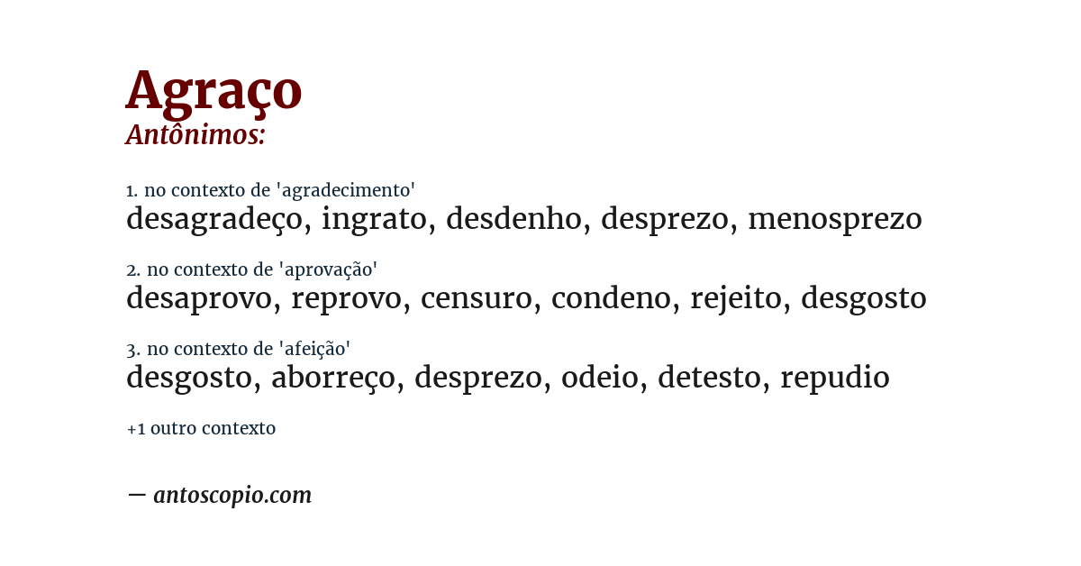 Antônimo de agraço