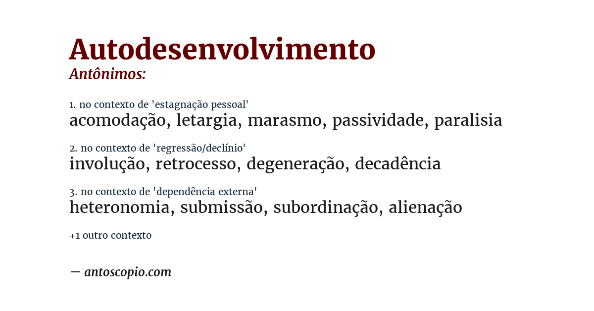 Antônimo de autodesenvolvimento