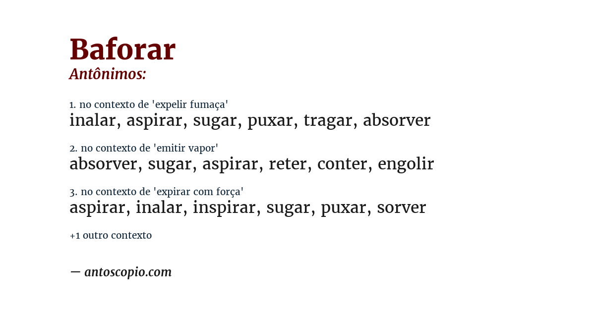Antônimo de baforar