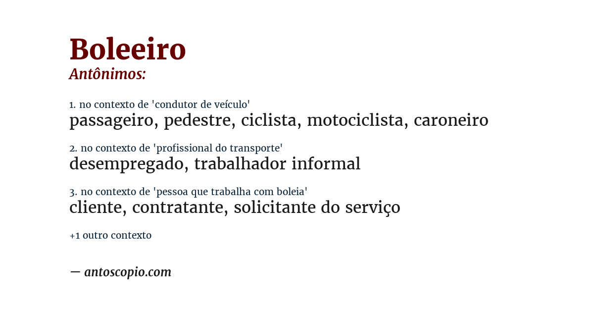 Antônimo de boleeiro