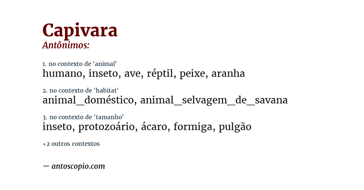 Antônimo de capivara