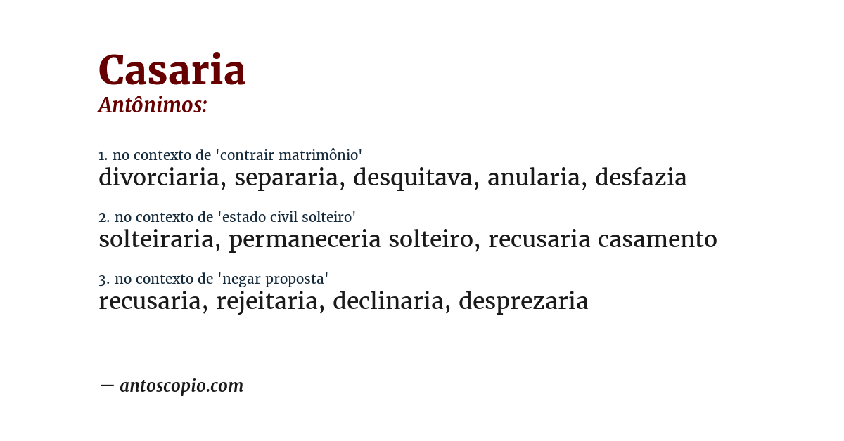 Antônimo de casaria