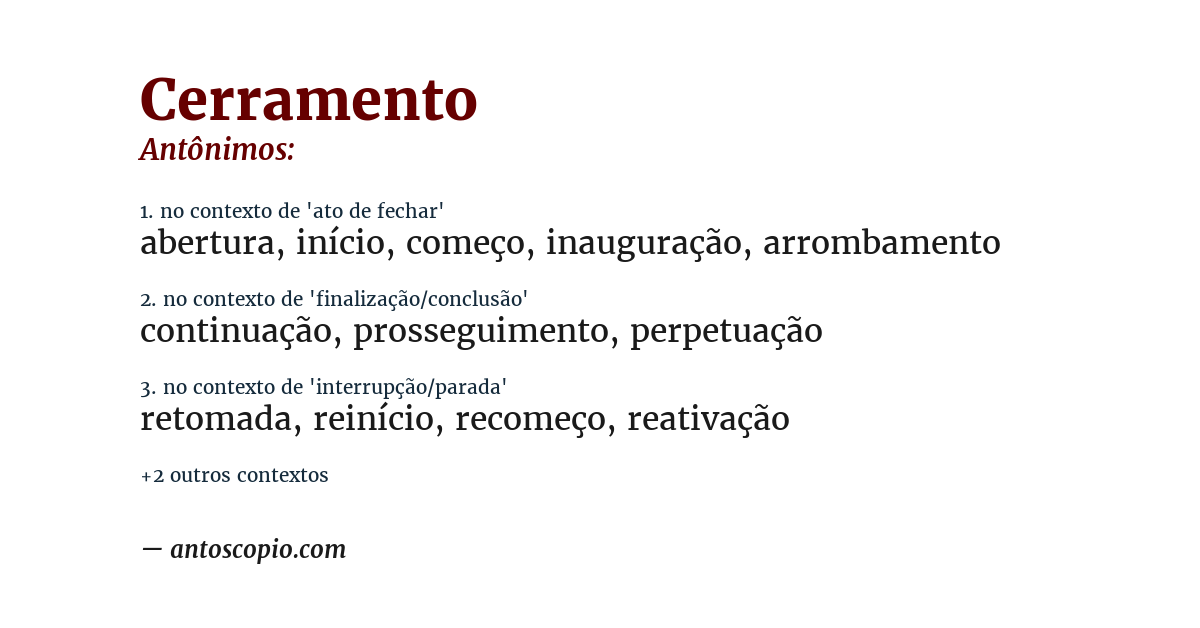 Antônimo de cerramento