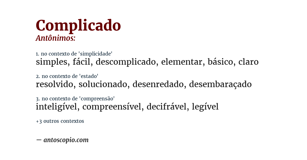 Antônimo de complicado