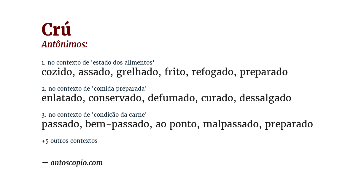 Antônimo de crú