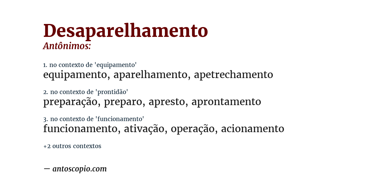 Antônimo de desaparelhamento
