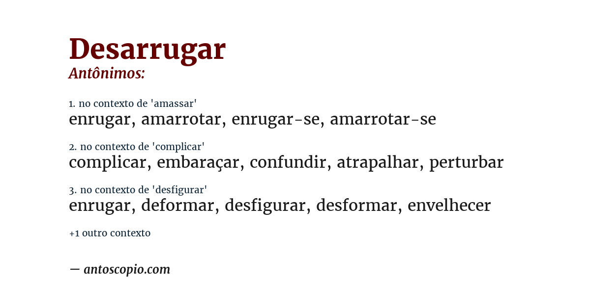 Antônimo de desarrugar