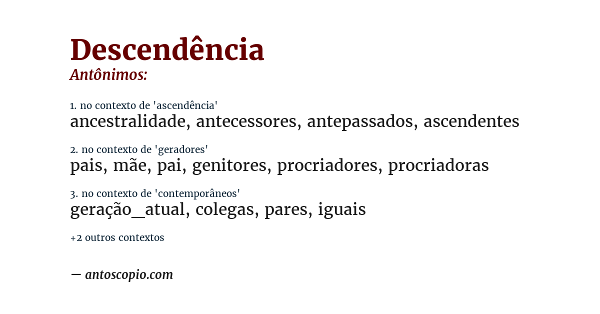 Antônimo de descendência