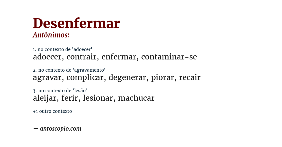 Antônimo de desenfermar