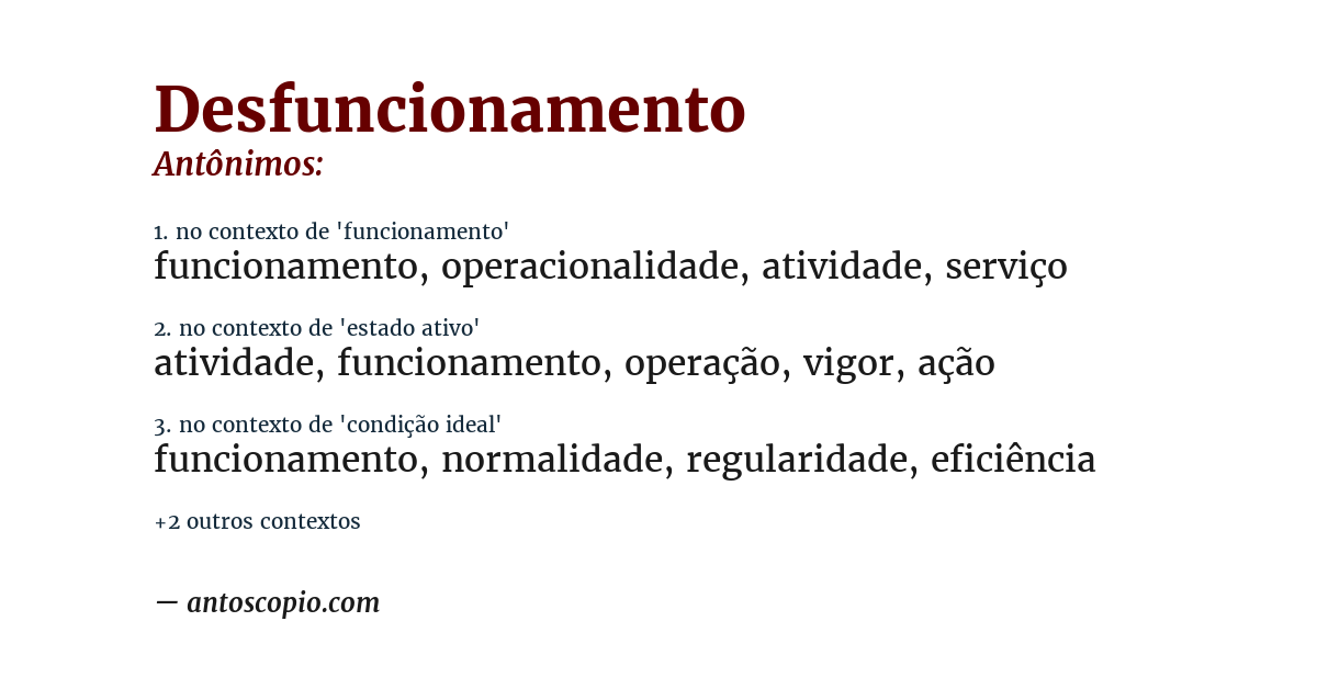 Antônimo de desfuncionamento