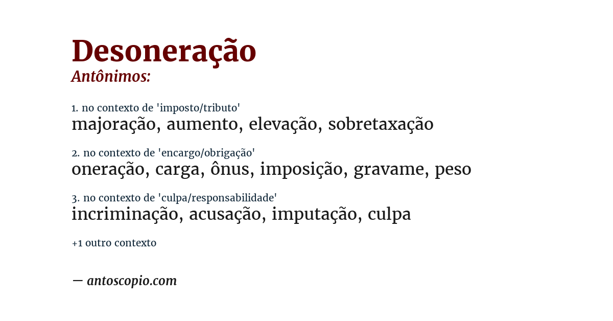 Antônimo de desoneração