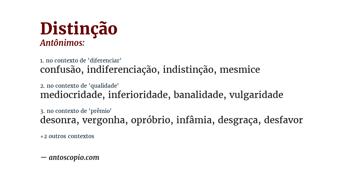 Antônimo de distinção