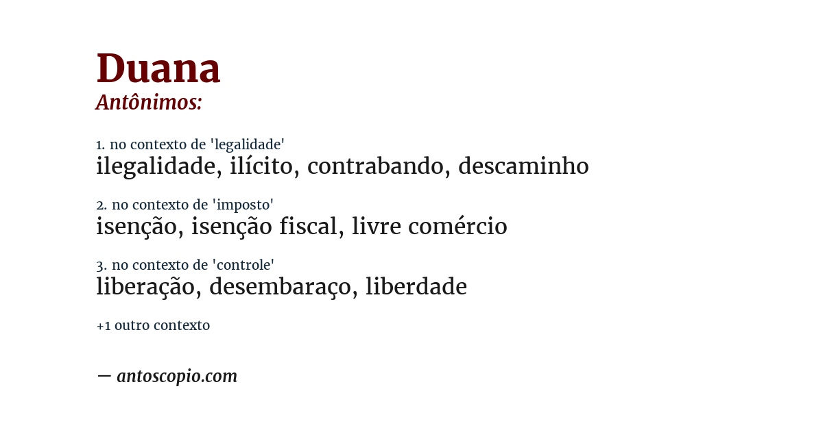 Antônimo de duana