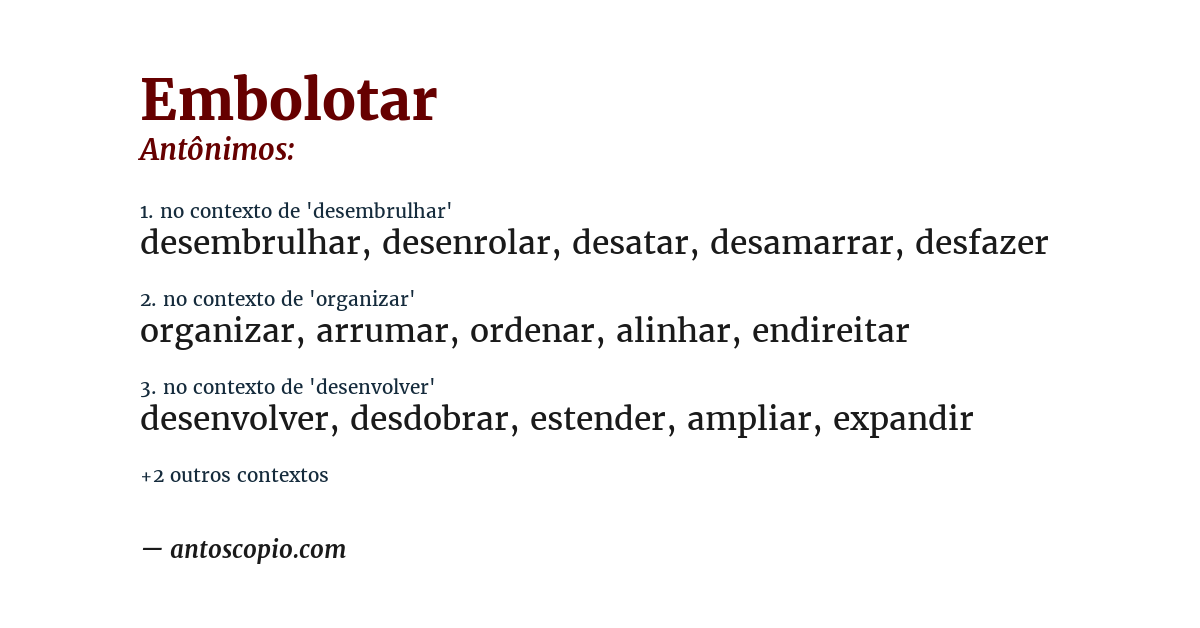 Antônimo de embolotar
