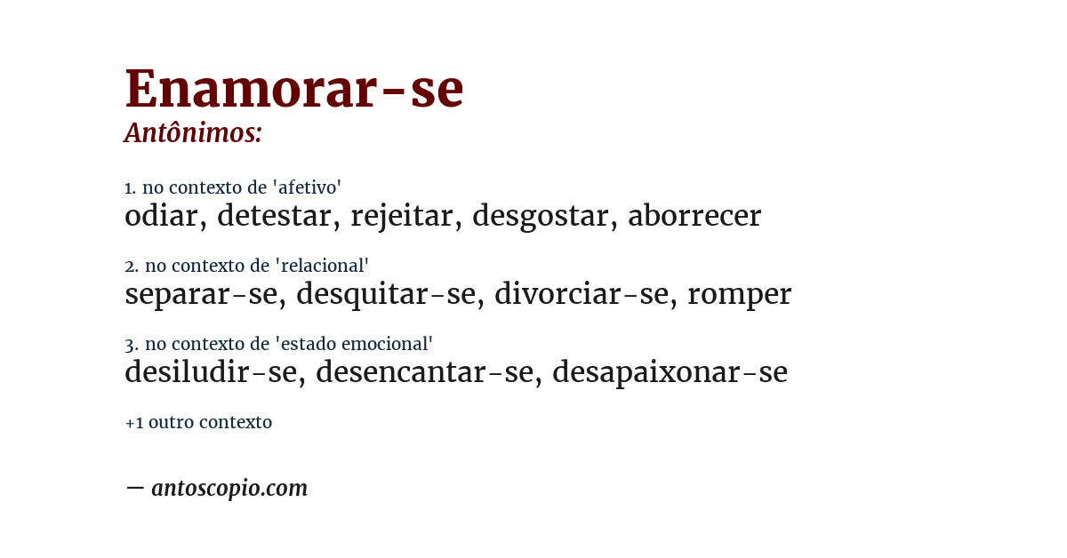 Antônimo de enamorar-se