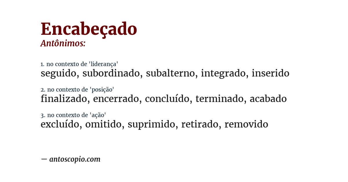 Antônimo de encabeçado