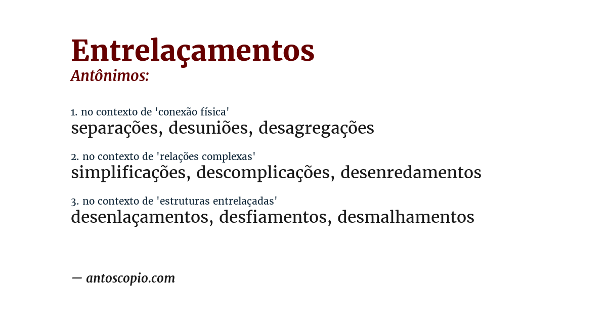 Antônimo de entrelaçamentos
