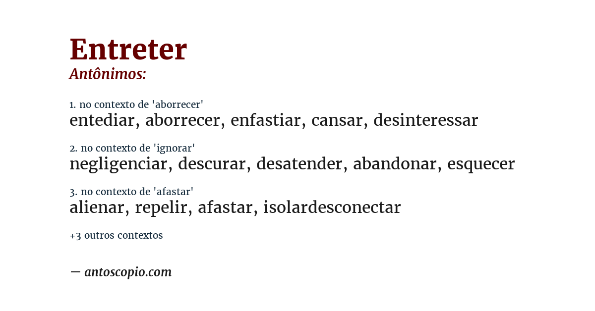 Antônimo de entreter