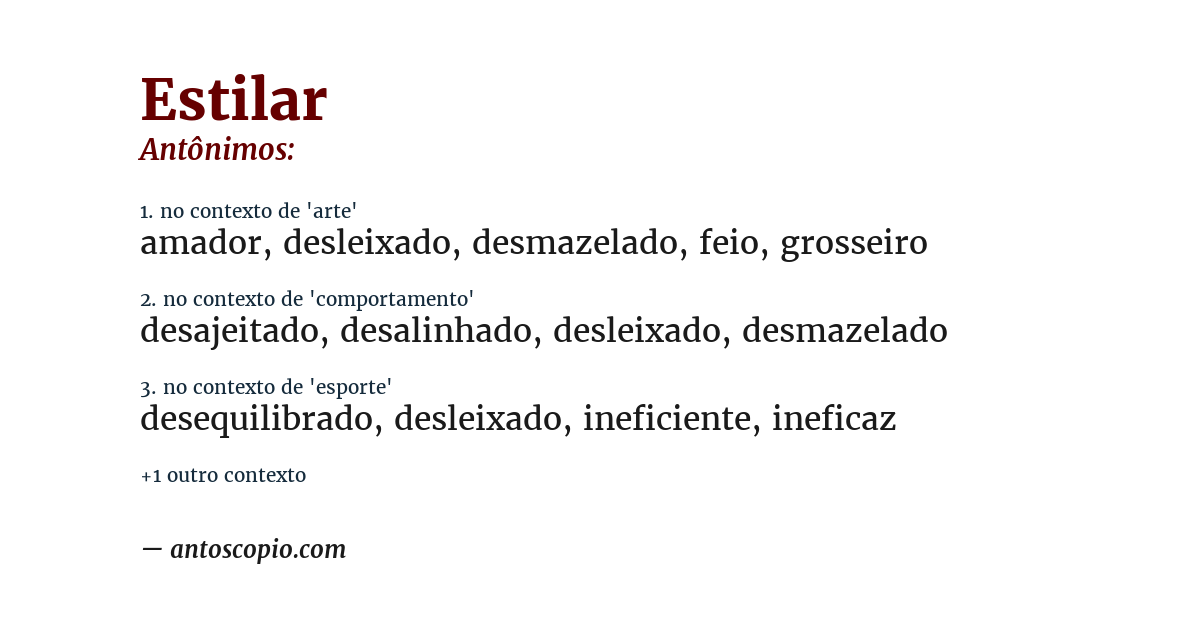 Antônimo de estilar
