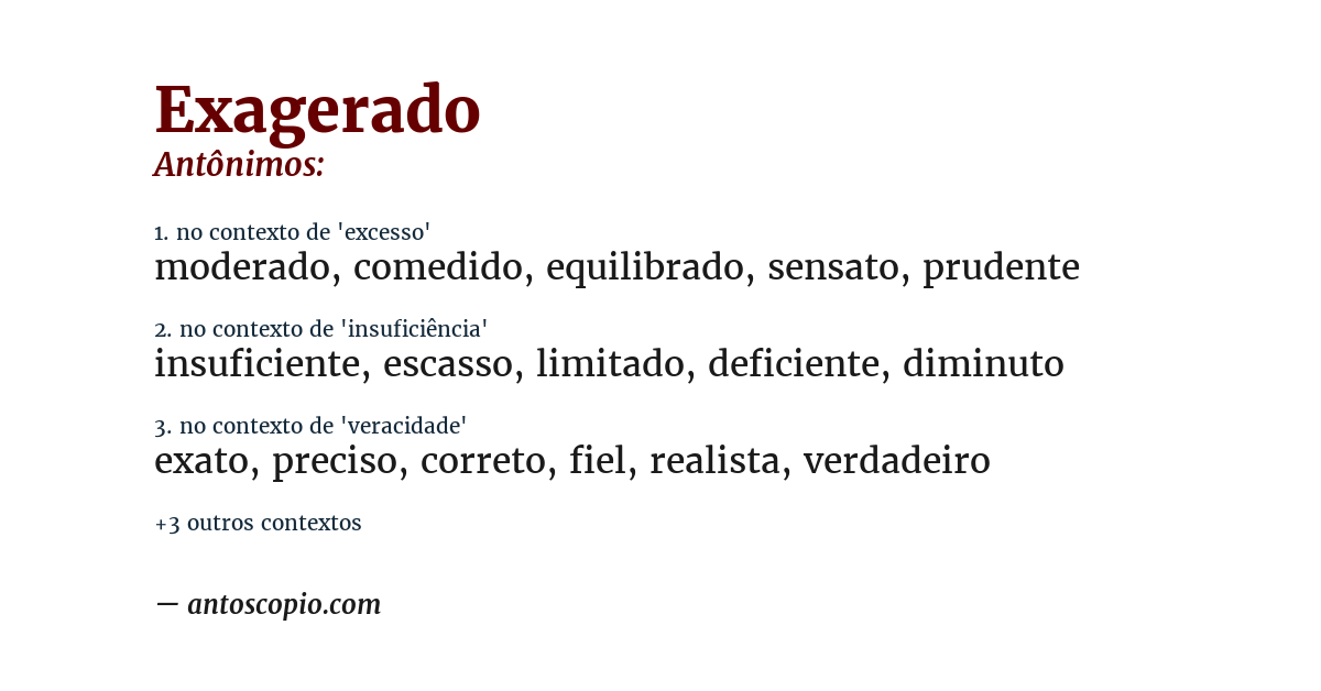Antônimo de exagerado