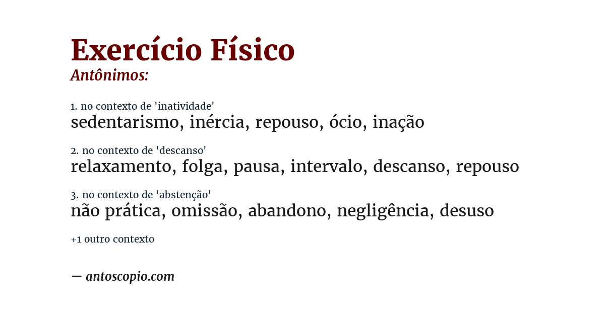 Antônimo de exercício físico