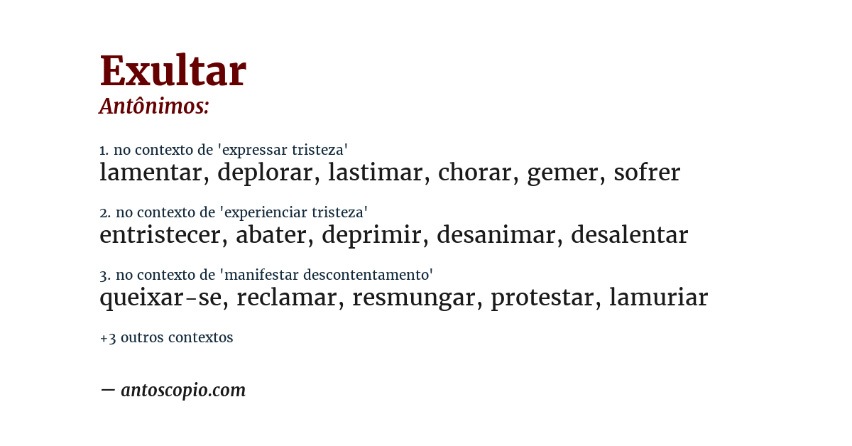 Antônimo de exultar