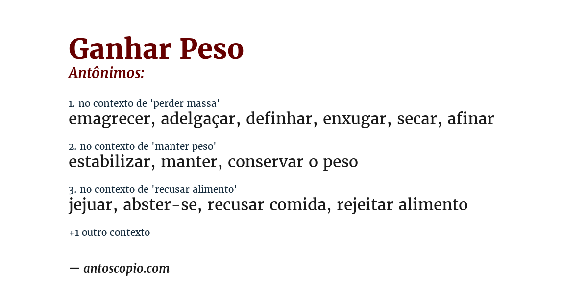 Antônimo de ganhar peso