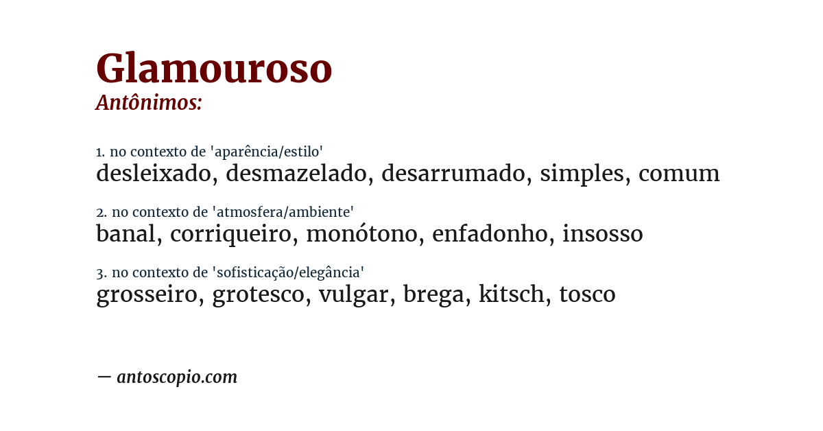 Antônimo de glamouroso
