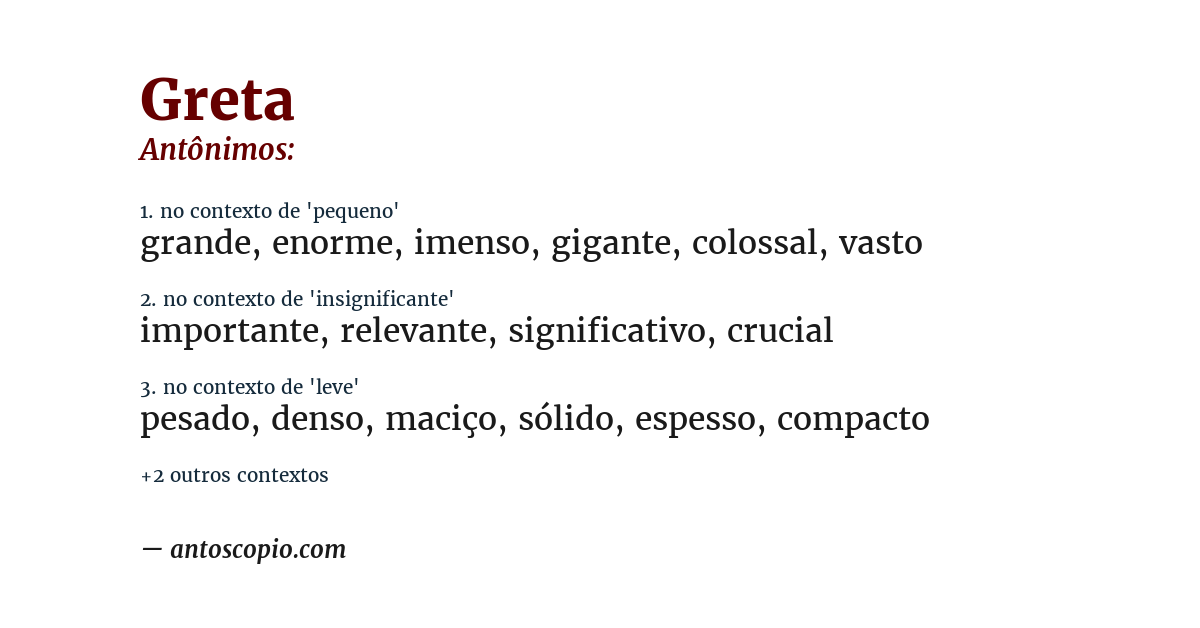 Antônimo de greta