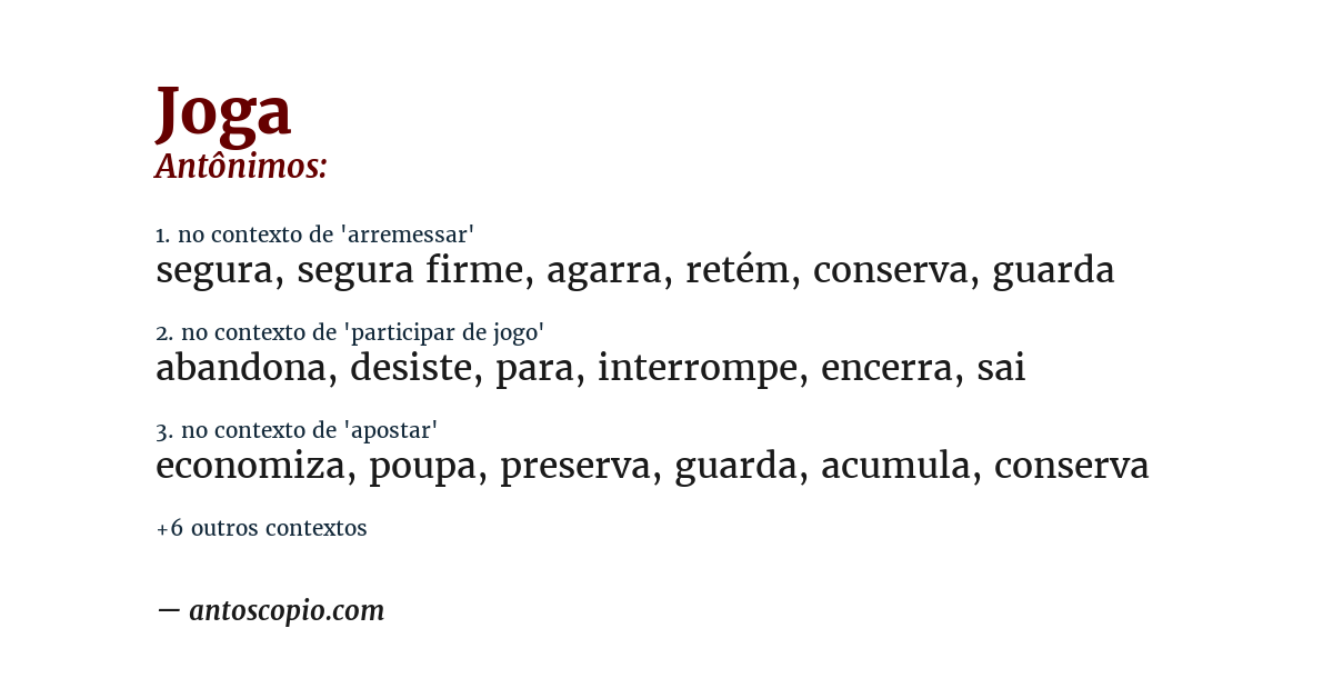 Antônimo de joga