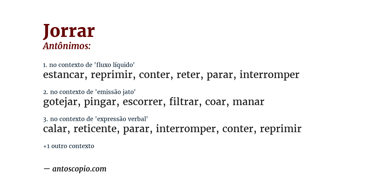 Antônimo de jorrar