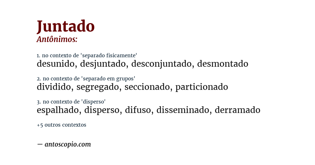 Antônimo de juntado