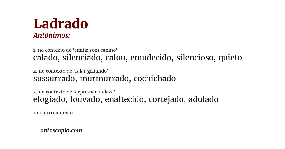 Antônimo de ladrado