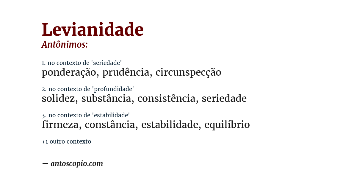Antônimo de levianidade