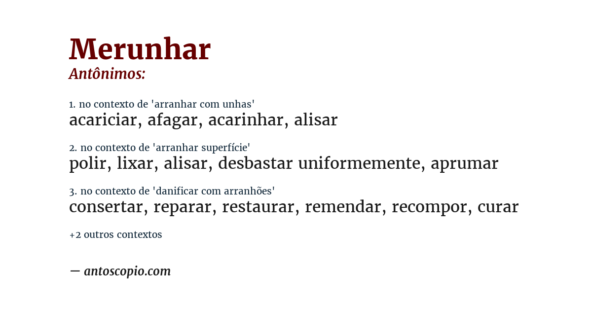 Antônimo de merunhar