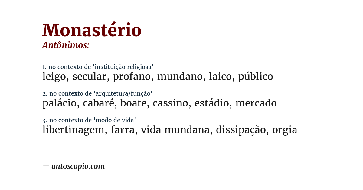 Antônimo de monastério
