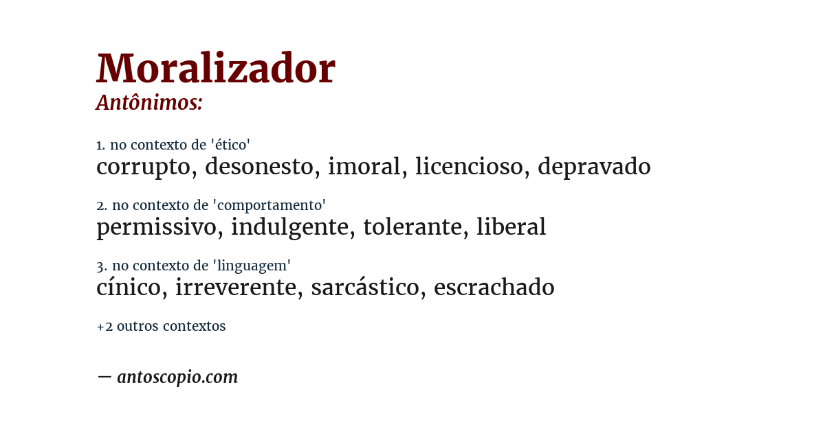 Antônimo de moralizador