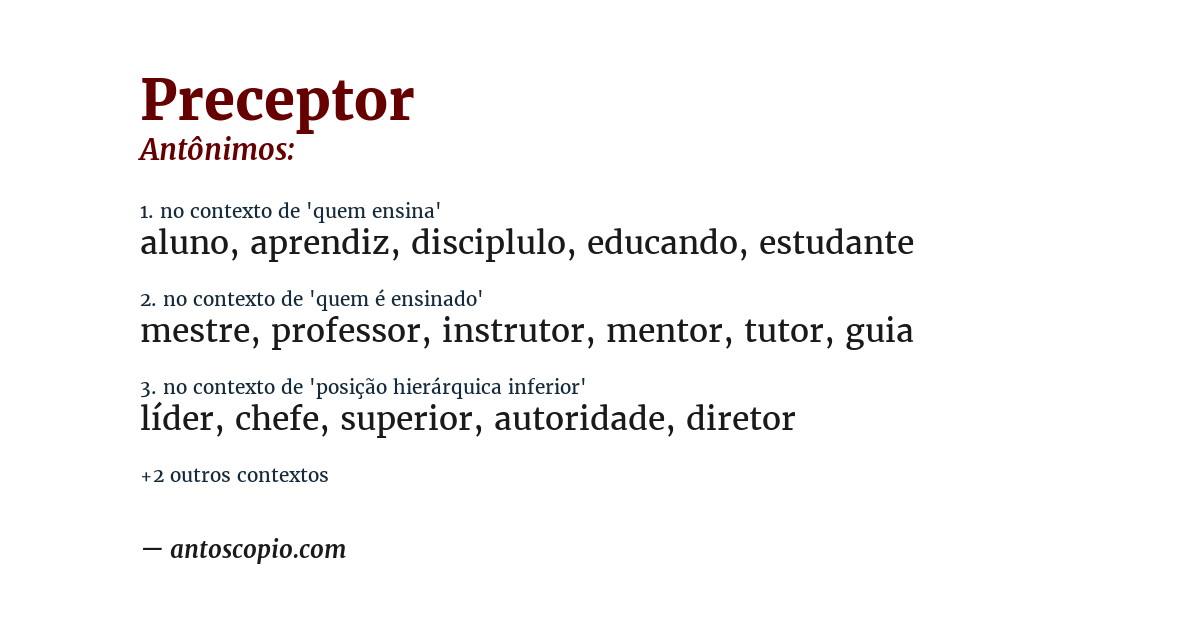 Antônimo de preceptor