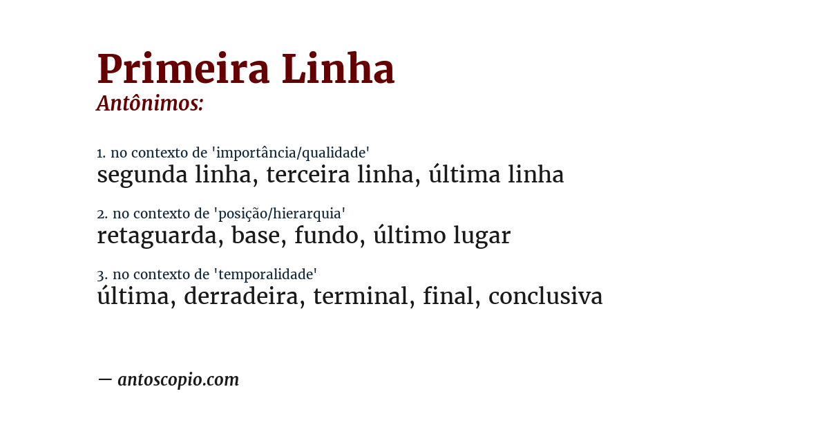 Antônimo de primeira linha