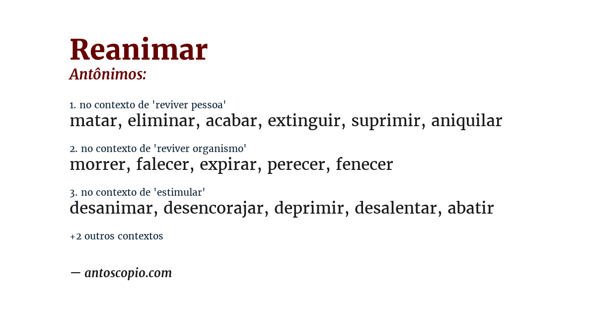 Antônimo de reanimar