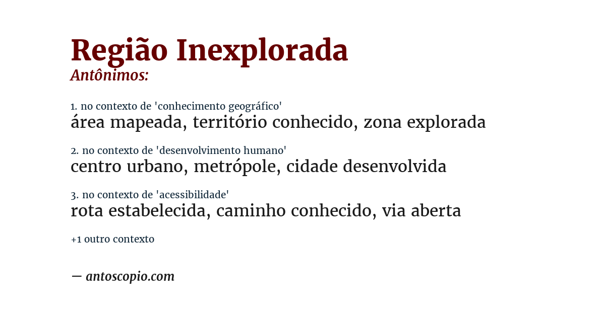 Antônimo de região inexplorada