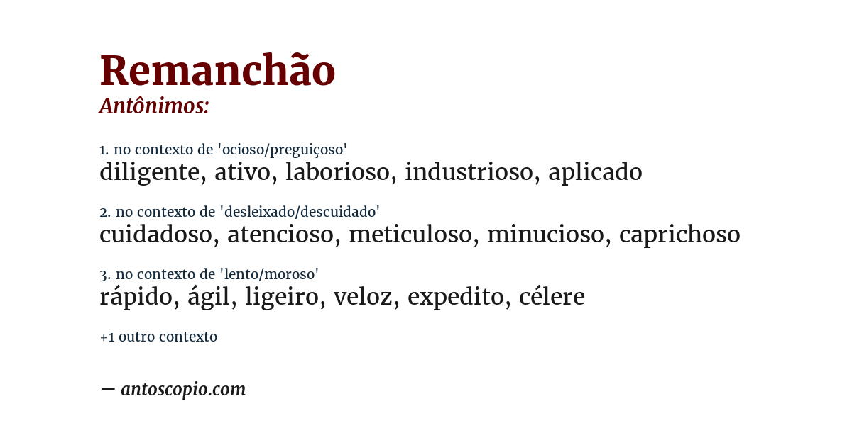 Antônimo de remanchão