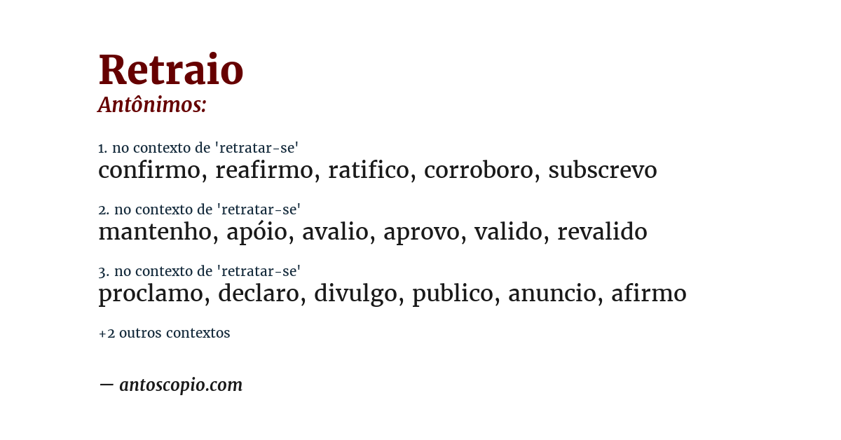 Antônimo de retraio