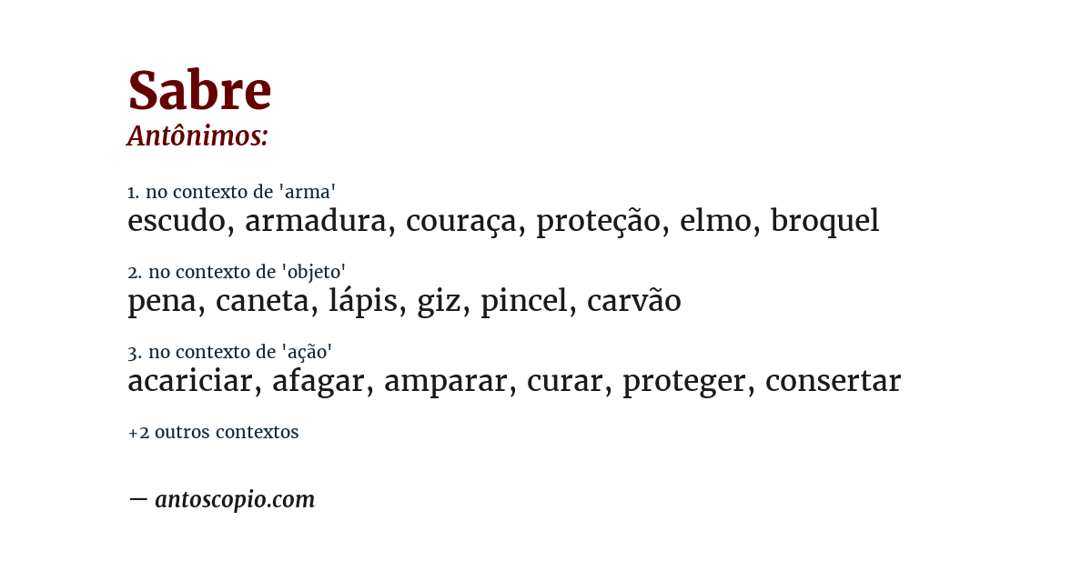Antônimo de sabre