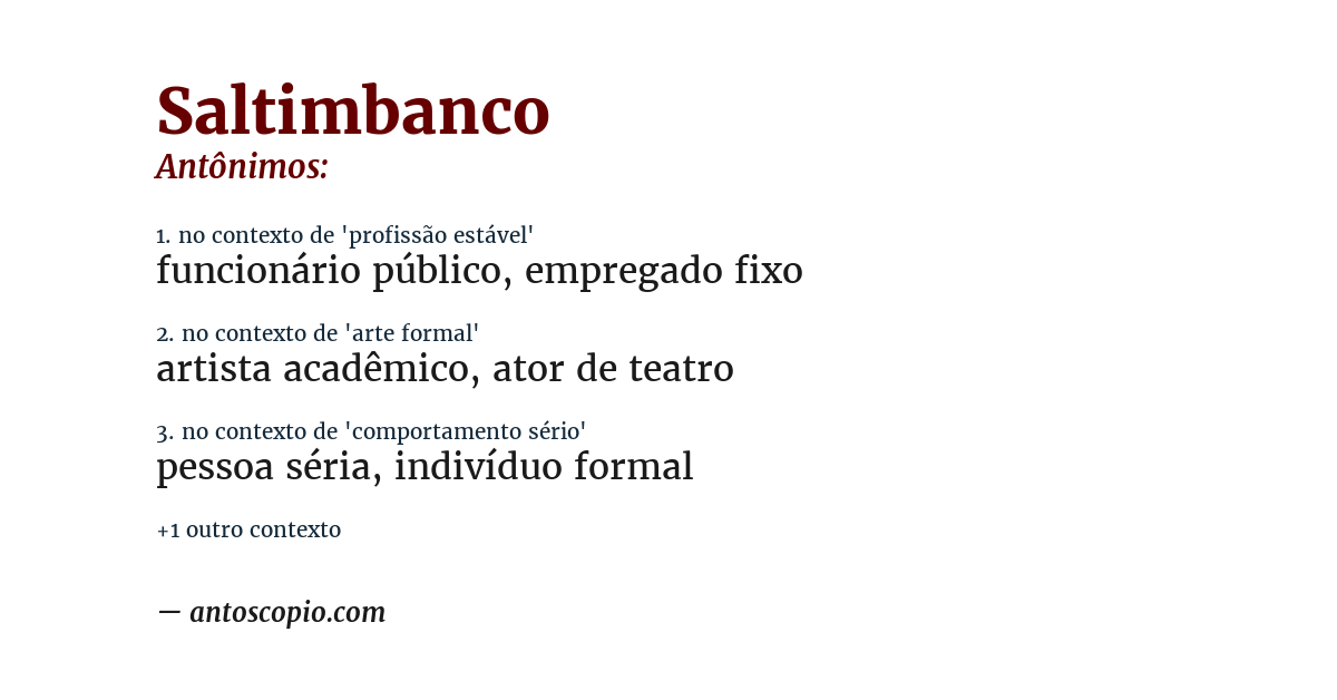 Antônimo de saltimbanco