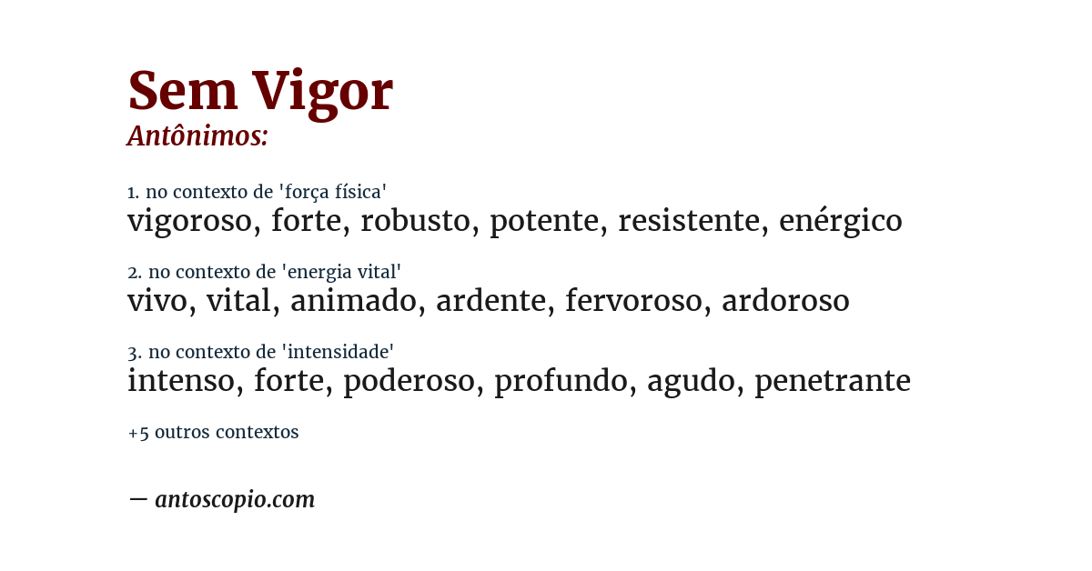Antônimo de sem vigor