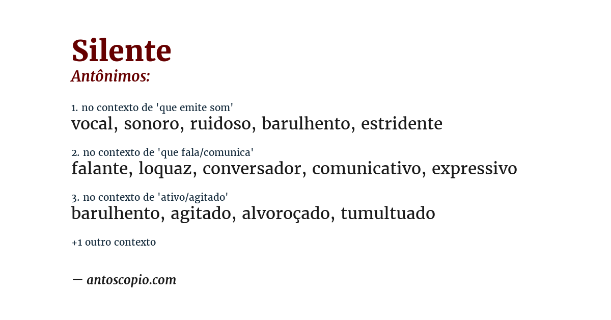 Antônimo de silente